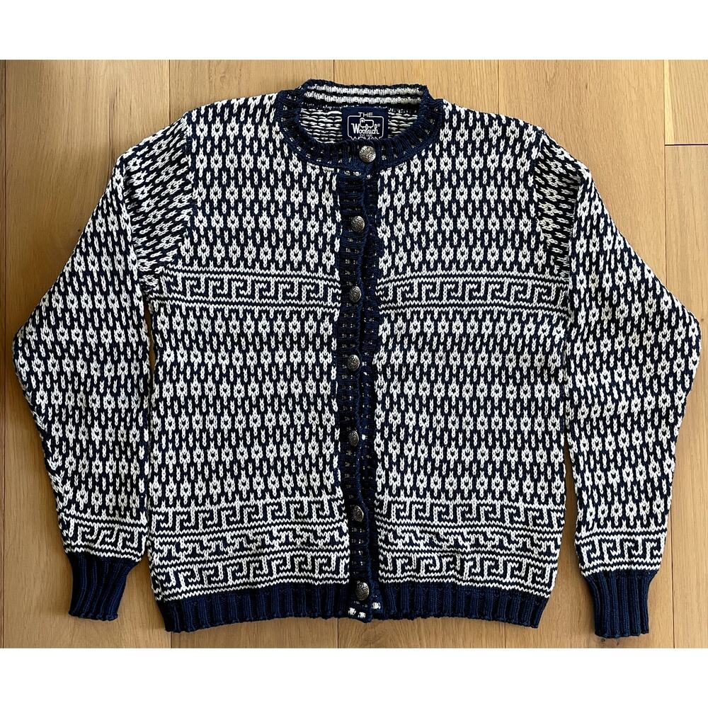 VTG Woolrich Woman Button Front 100% Cotton Cardigan Sweater Made in USA S